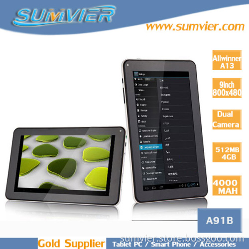 9inch 8g Android4.0 Pad with Allwinner A13 Dual Camera